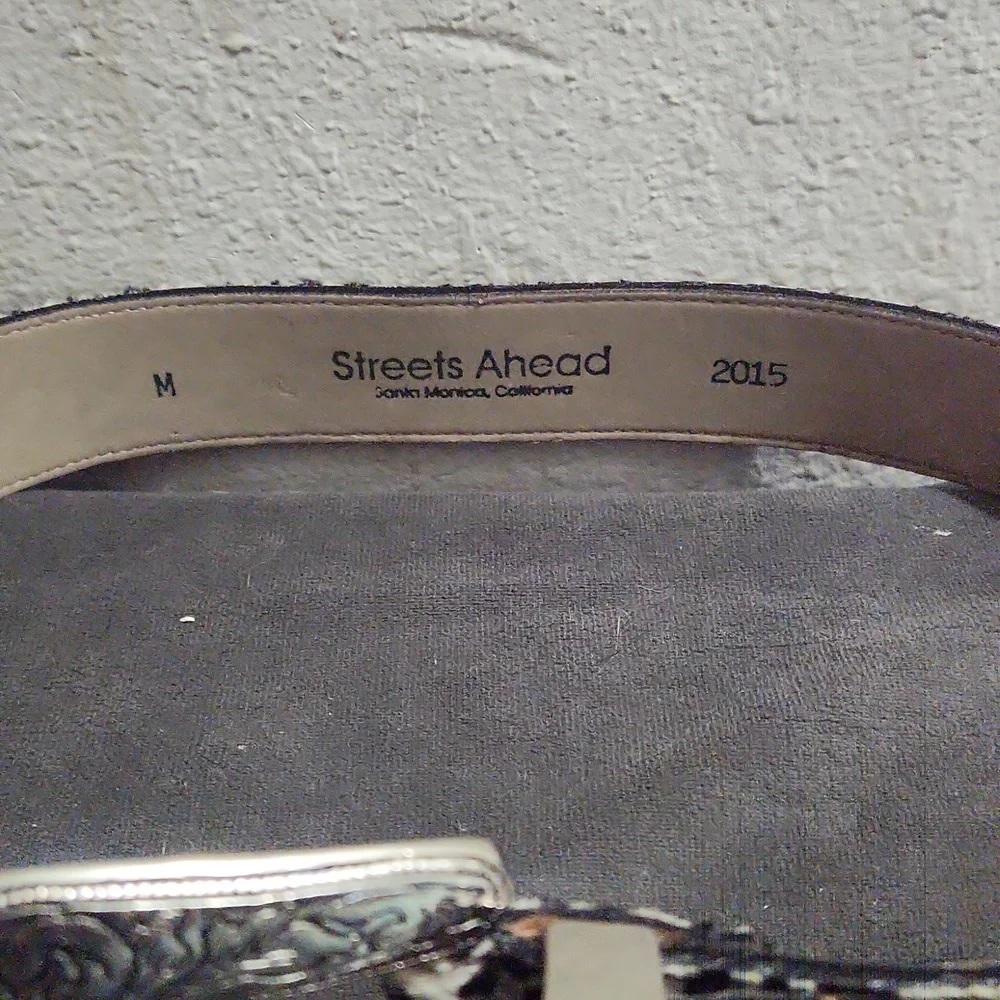 Streets Ahead Black and White Leopard Print Western Buckle Belt - Picture 3 of 5